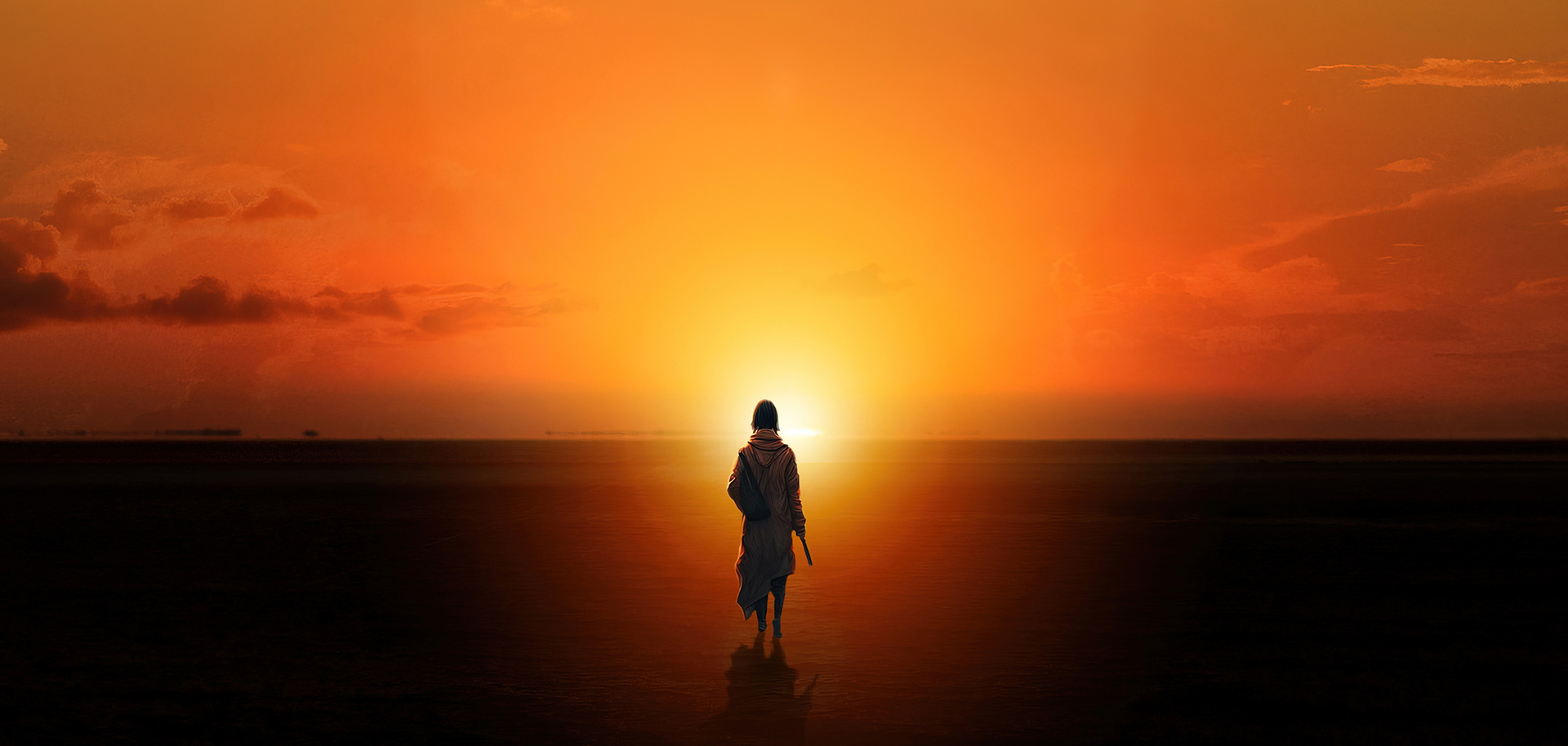 Nicky Walks into Sunrise Concept Illustration