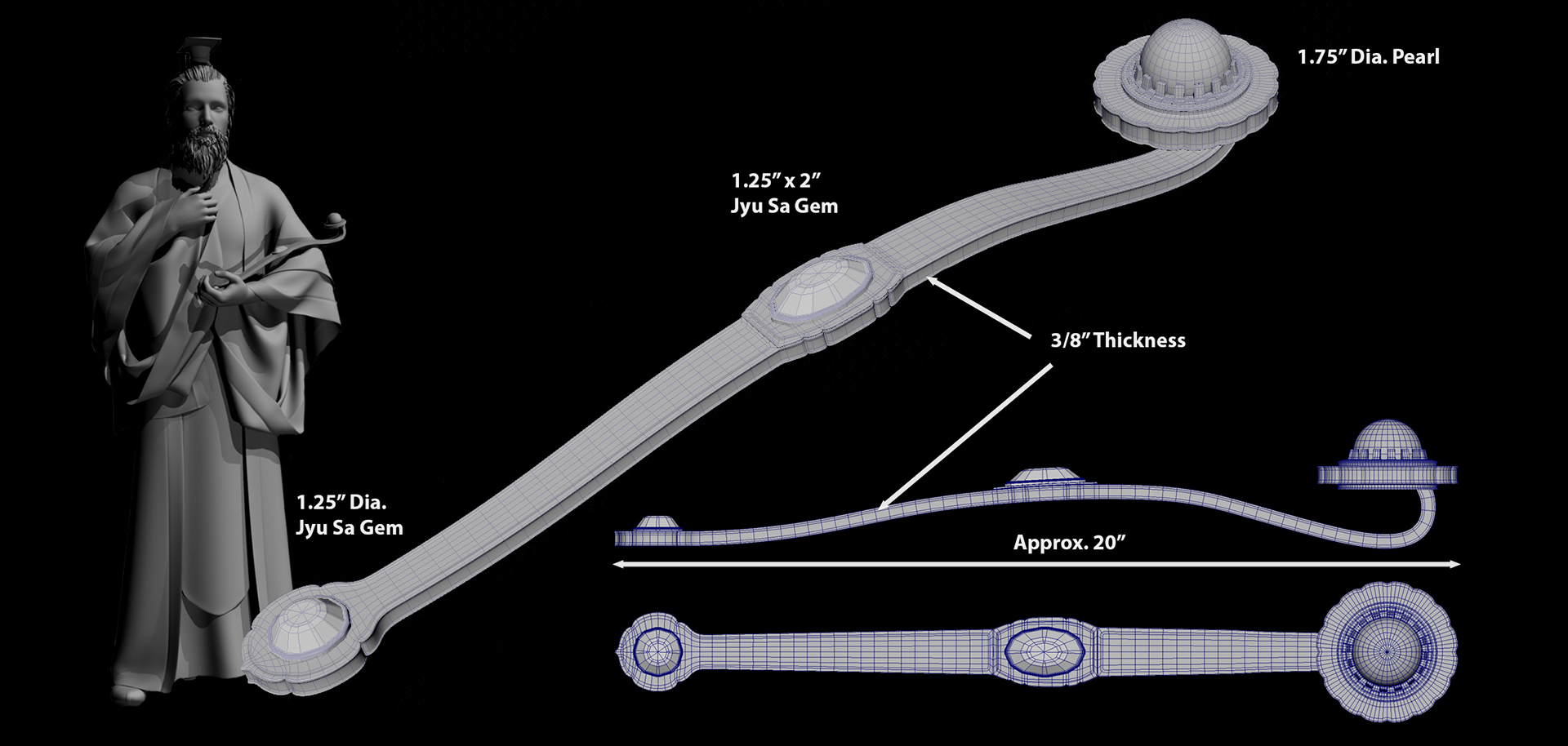 RUYI SCEPTER - 3D Asset Base Geometry