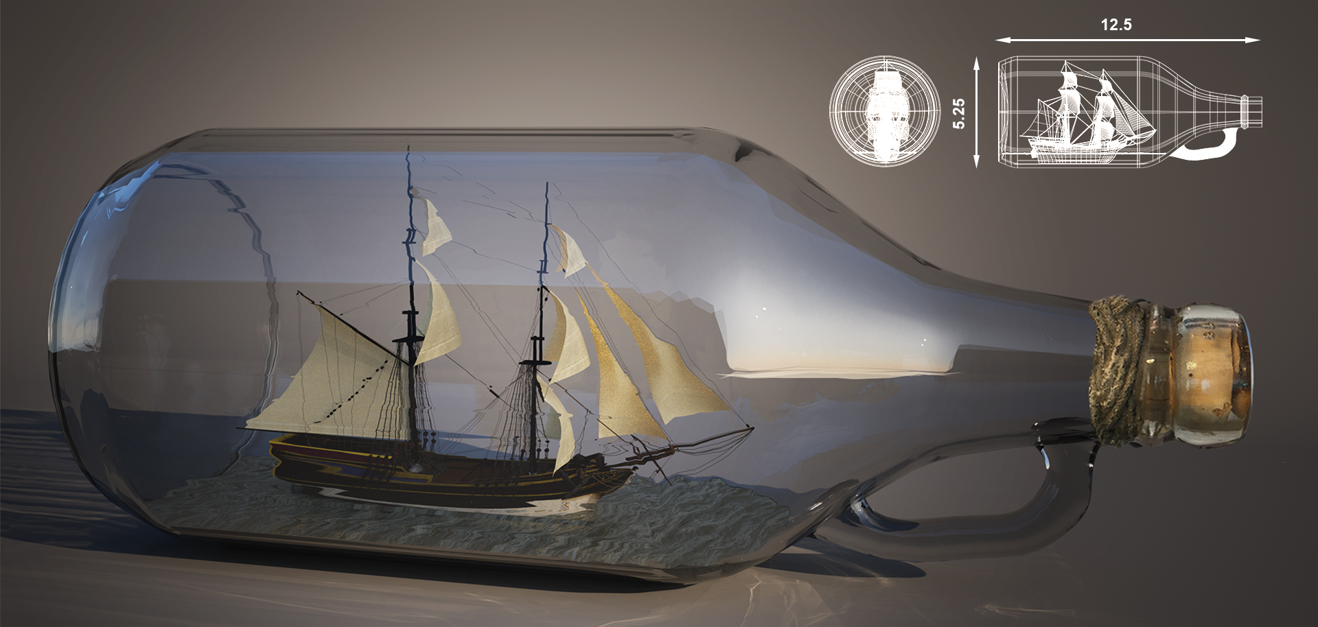 JOLLY ROGER IN A BOTTLE - Concept Illustration